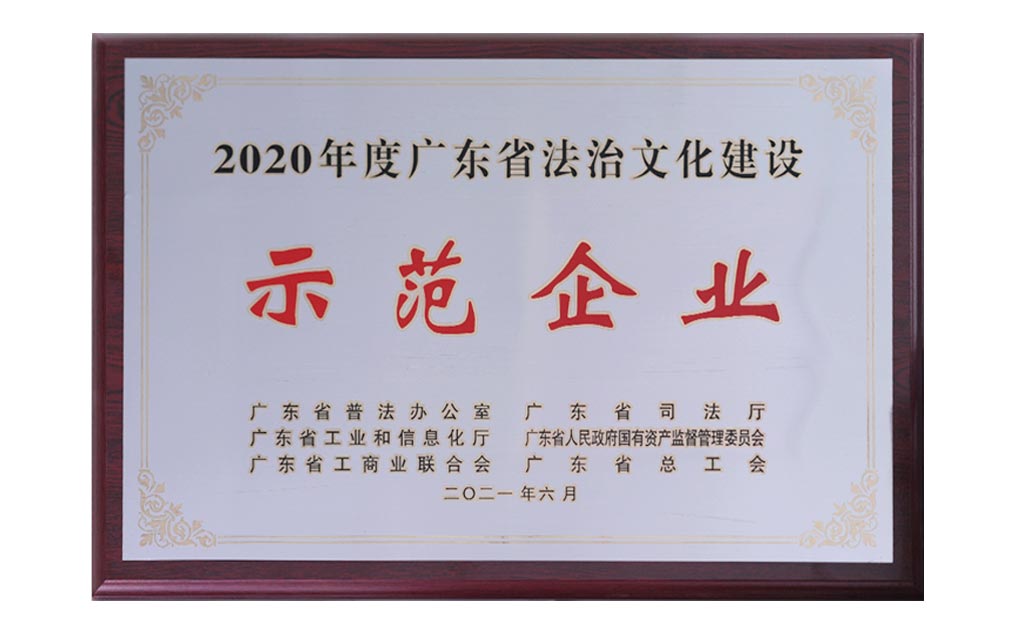 2020年度广东省法治文化建设示范企业